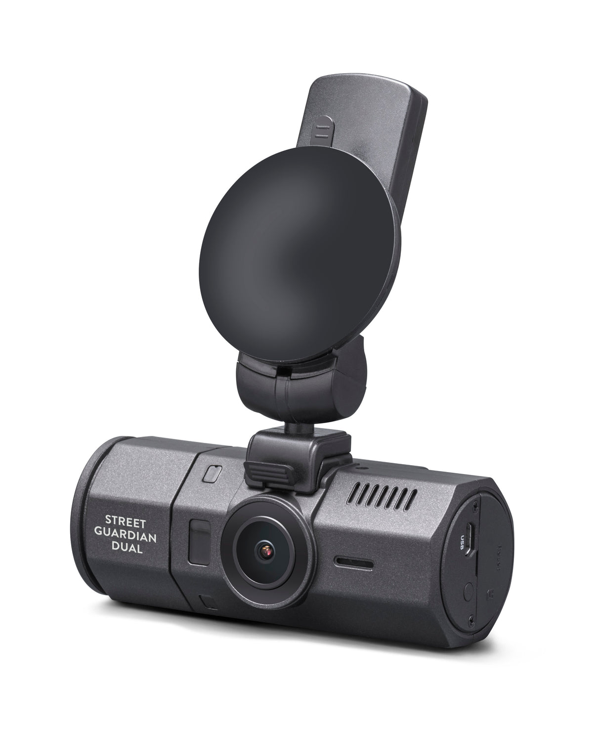 Midland Street Guardian Dual met raamhouder gezien zoals hij aan de voorruit bevestigd is
