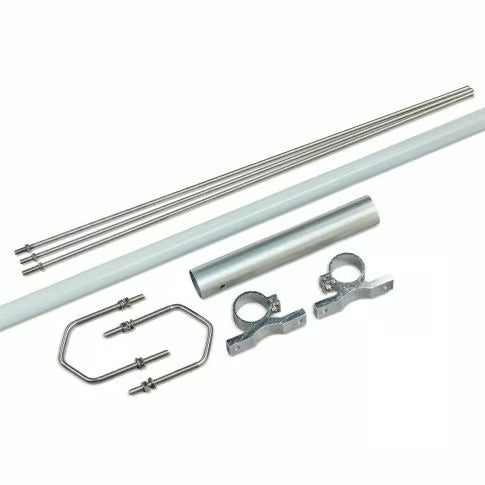 1,5 meter lange fiberglas VHF antenne met radials en mastbeugels
