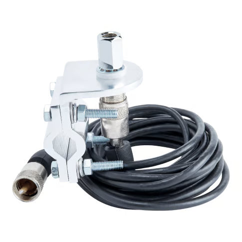 Antenne beugel met coaxkabel en PL259 connector voor montage van een antenne aan een buis of ronde railing tot 25mm