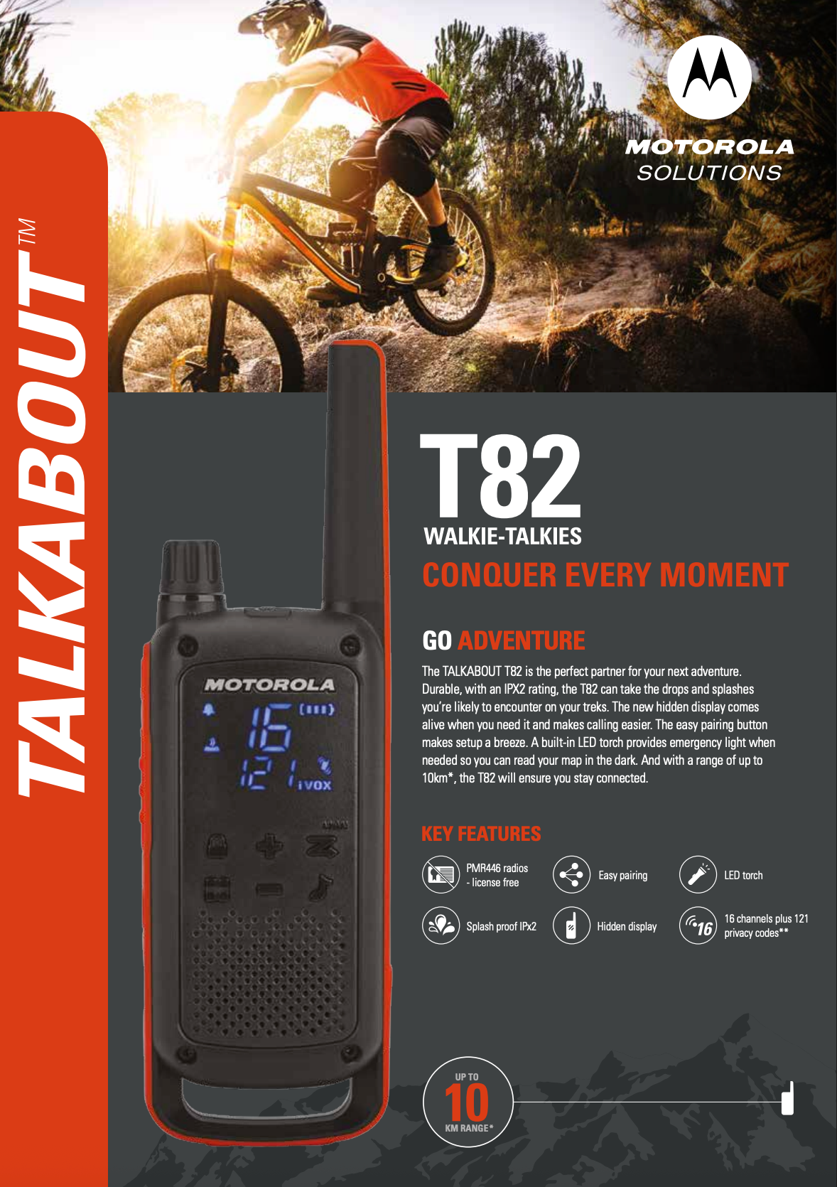 Flyer van de Motorola T82 PMR446 portofoon