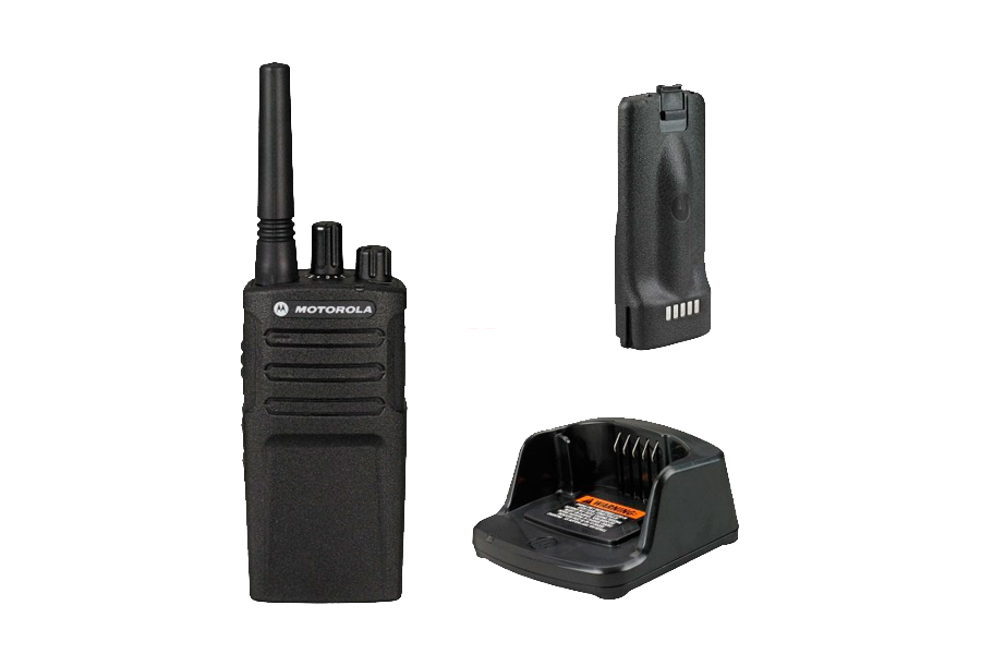 Motorola XT420 PMR446 portofoon met meegeleverde accessoires
