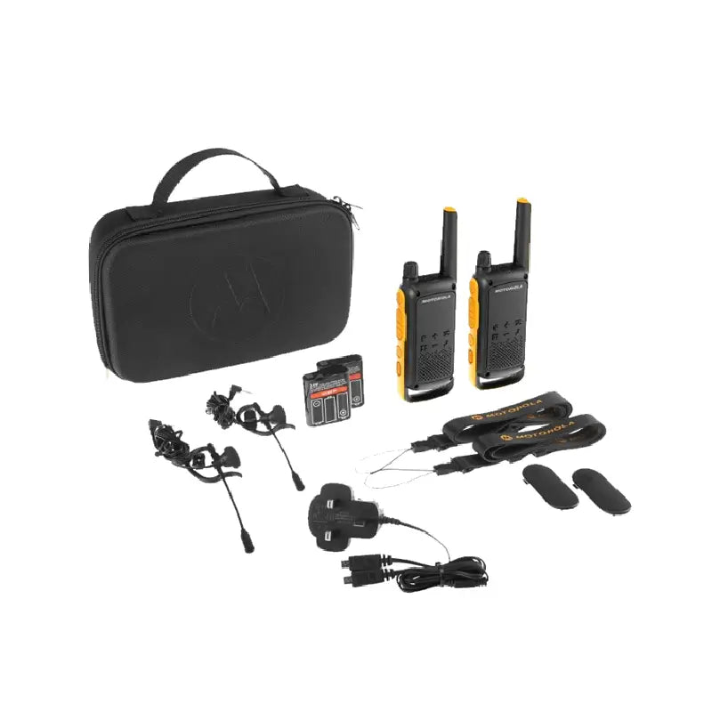 Motorola T82-Extreme vergunningsvrije PMR446 portofoonset bestaande uit 2 walkie talkies, opbergtas en accessoires