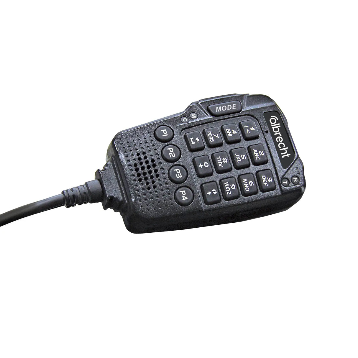 Close-up van de multifunctionele Albrecht AE5900 handmicrofoon die programmeerbaar is