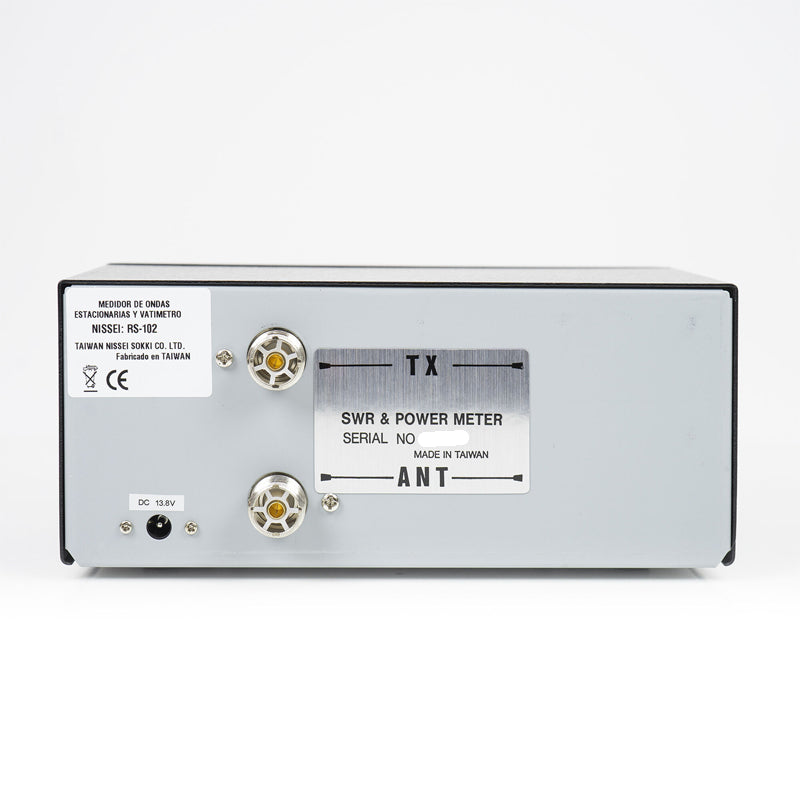 Nissei RS-102 SWR en Watt meter achterkant met aansluitingen