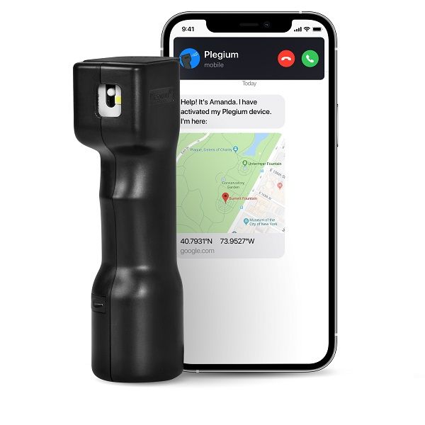 Plegium Smart Defence spray met smartphone app voor alarmering