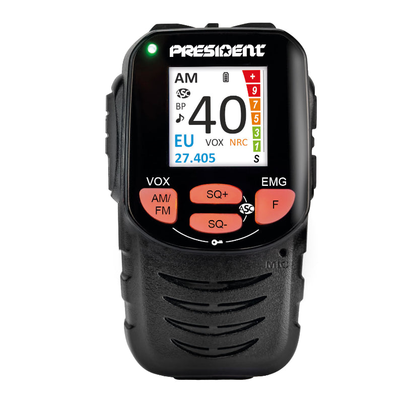 President William-2 12/24 volt AM/FM 27MHz CB transceiver met draadloze microfoon met groot display en instelbare achtergrond kleuren toetsen verlichting