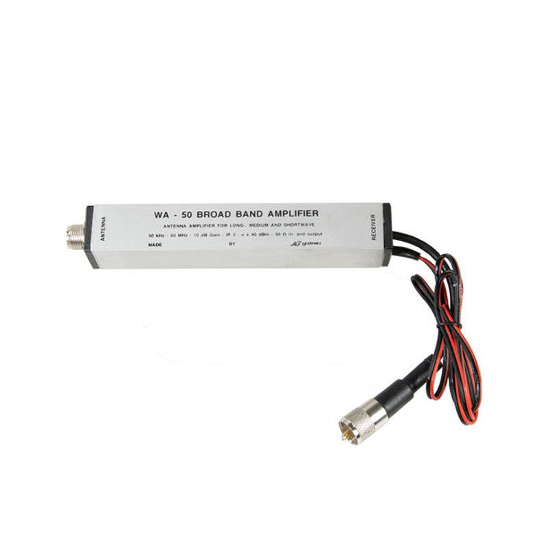 RF-Systems WA-50 Amplifier met een frequentiebereik van 50 kHz tot 50 MHz en een nauwkeurig afgestelde versterking van 10 dB