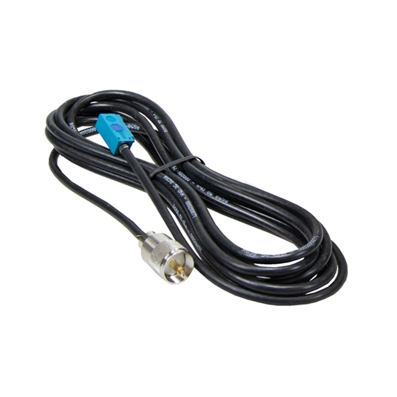 Hier ziet u een RG58 adapter kabel die voorzien is van een Fakra-Male en een UHF-Male (PL-259) connector.