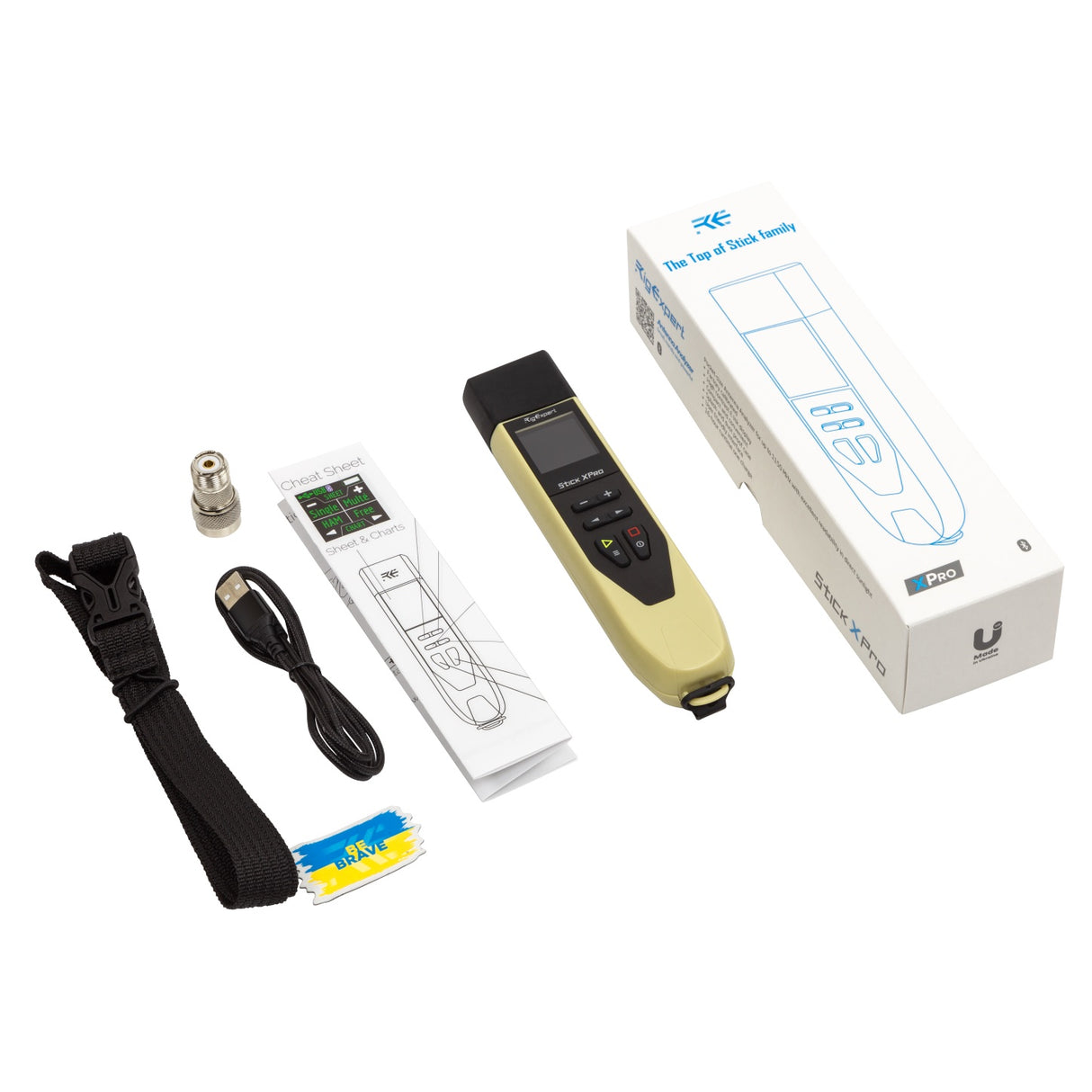 RigExpert Stick XPro antenne analyzer meegeleverde accessoires in de verpakking