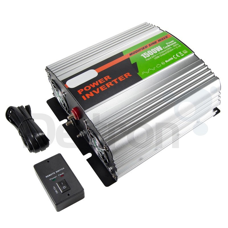24V/230V 1500W omvormer met afstandsbediening