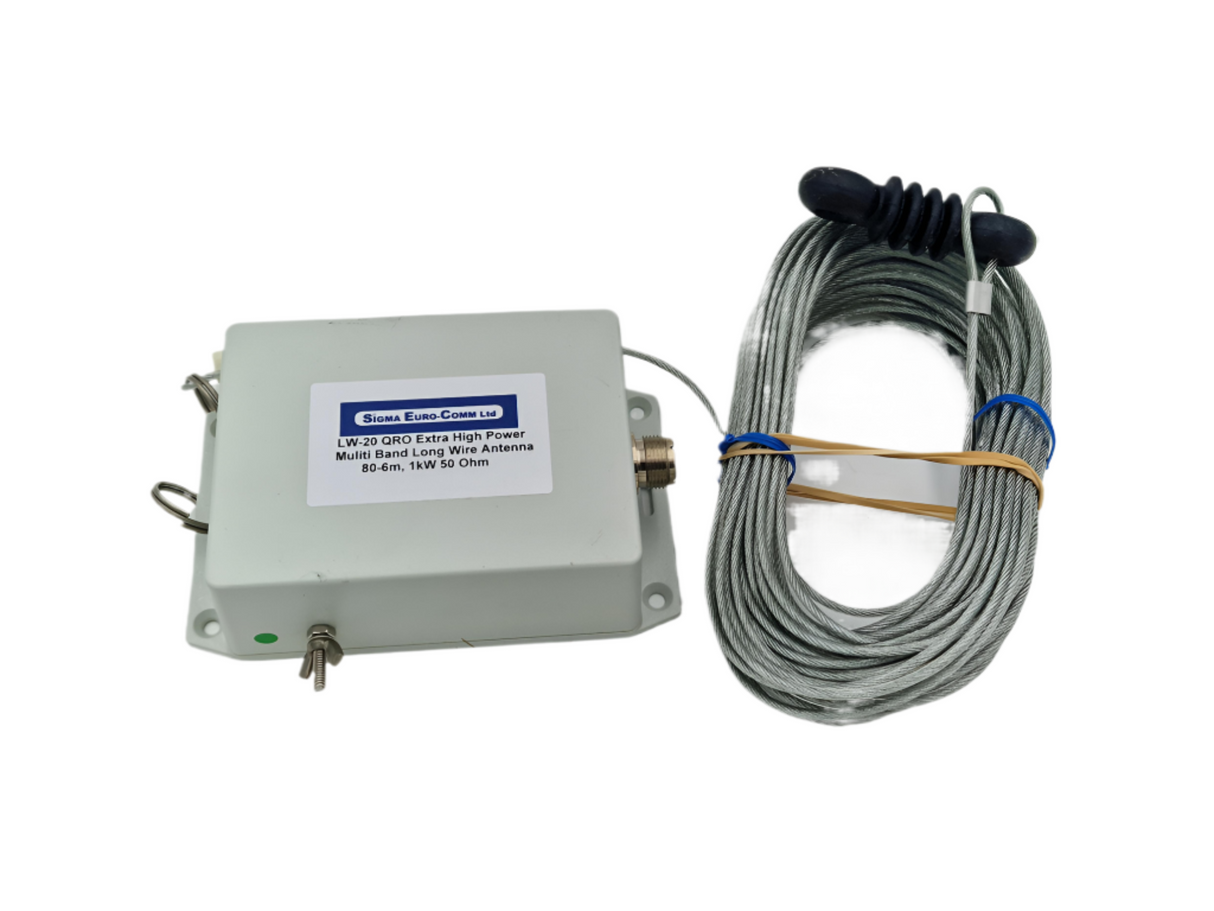 Sigma LW-20-HF-QRO draadantenne voor de 80M tot 6M met een geintergreerde 9:1 UNUN en een vermogen van 1000W PEP