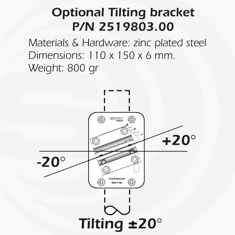 Sirio tilting bracket 2519803.00, 20 graden kantelbare beugel voor Sirio WY-serie yagi richtantennes