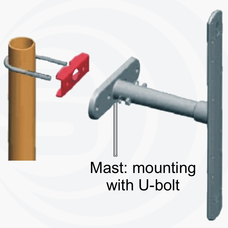 Sirio HGO LTE 4G bevestigen aan een mast met behulp van de U-bout