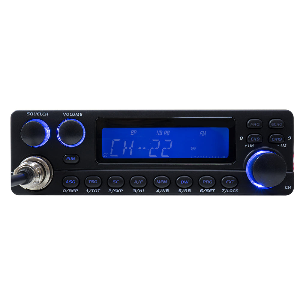 TTI TCB-5289 highpower transceiver voorzijde met knoppen en blauw display