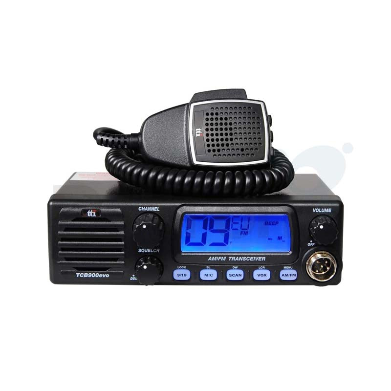 TTI TCB-900 mobiele 27MHz transceiver verkrijgbaar in 4W standaard en 10W export uitvoering
