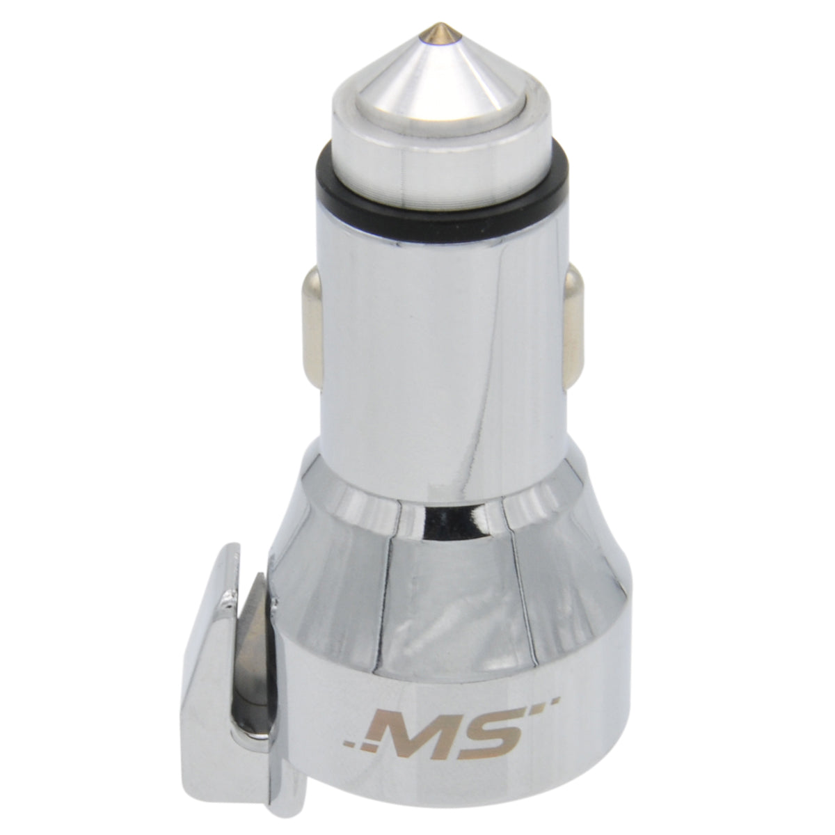 USB car charger with seat belt cutter and window hammer