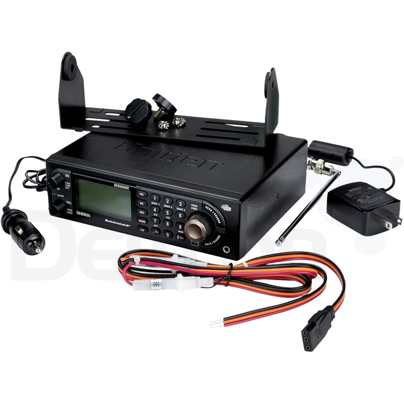 Uniden UBCD260DN mobiele scanner met alle meegeleverde accessoires