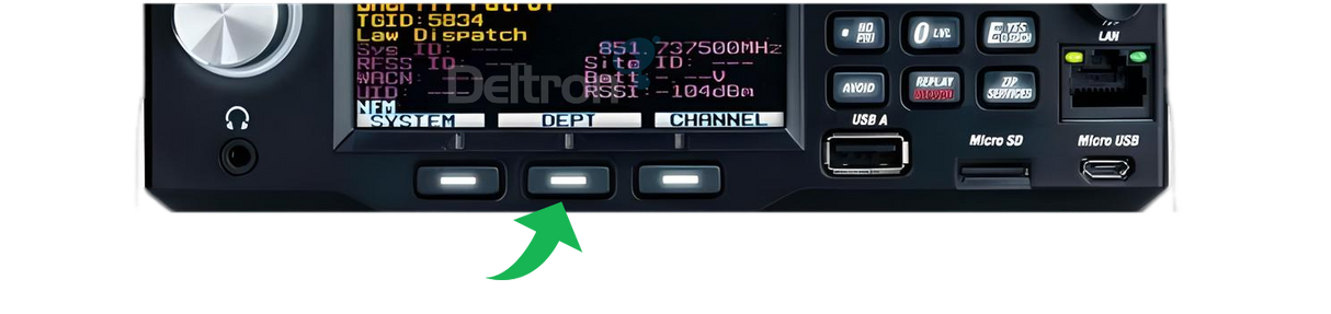 Uniden SDS200E origiinele toetsen onder het LCD display ter vervanging bij schade