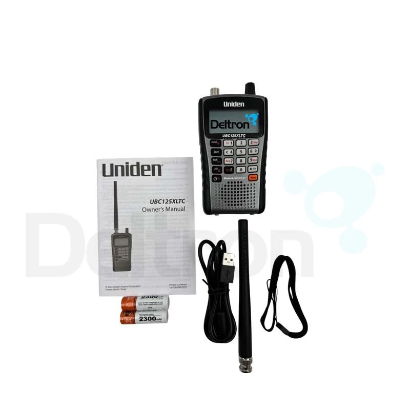 Hiet u de meegeleverde producten bij een Uniden UBC125XLTC draagbare geprogrammeerde scanner.