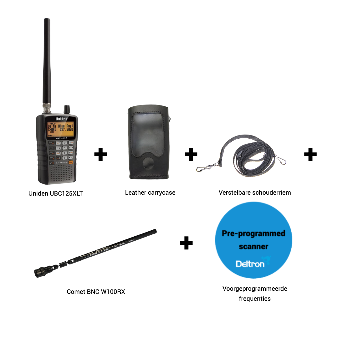 Uniden UBC125XLT set PRG+bag+strap+antenna