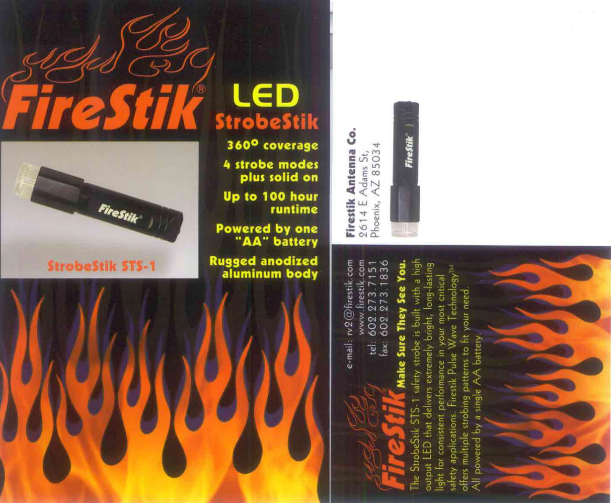 Uitgeklapte verpakking van de Firestik Strobestik STS-1