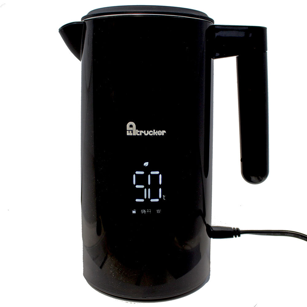 Waterkoker voor vrachtwagen en auto, 12/24V met lcd display en instelbare watertemperatuur