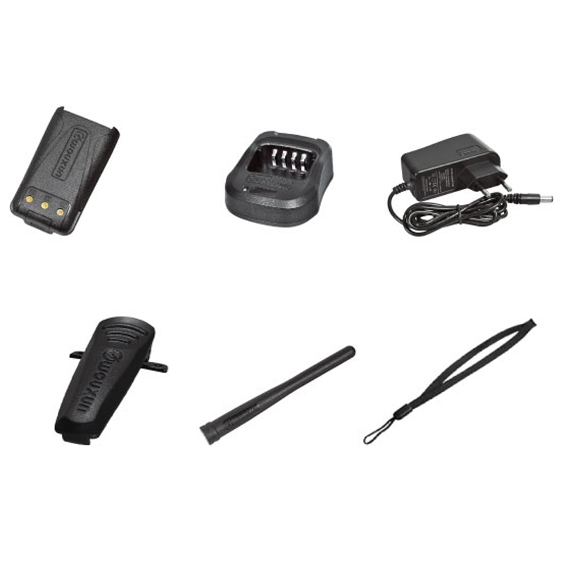 Accessoires voor Wouxun KG-D828 portofoon, inclusief batterij, oplader en antenne