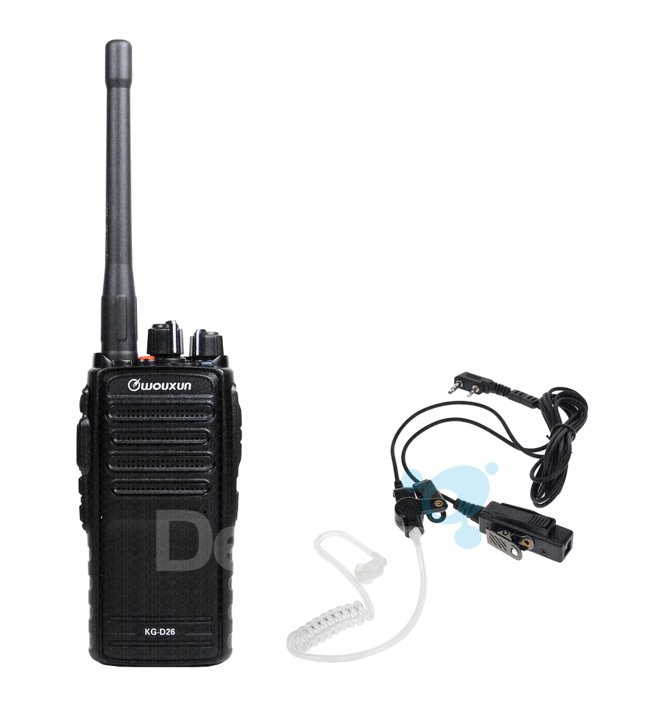 Wouxun KG-D26 PMR446 portofoon met een KEP-26K oortje met airtube