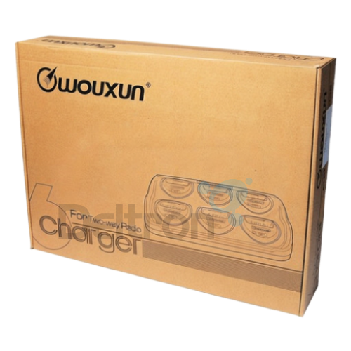 Verpakking van de zesvoudige Wouxun KG-D26 desktop lader