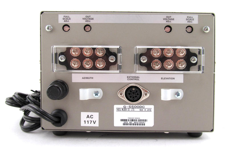 Yaesu G-5500DC Azimuth en Elevatie rotorset bedieningsunit achterzijde aansluitingen
