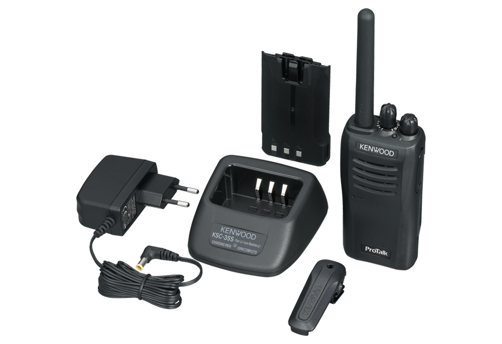 Kenwood TK-3501E Walkie Talkie met meegeleverde accessoires