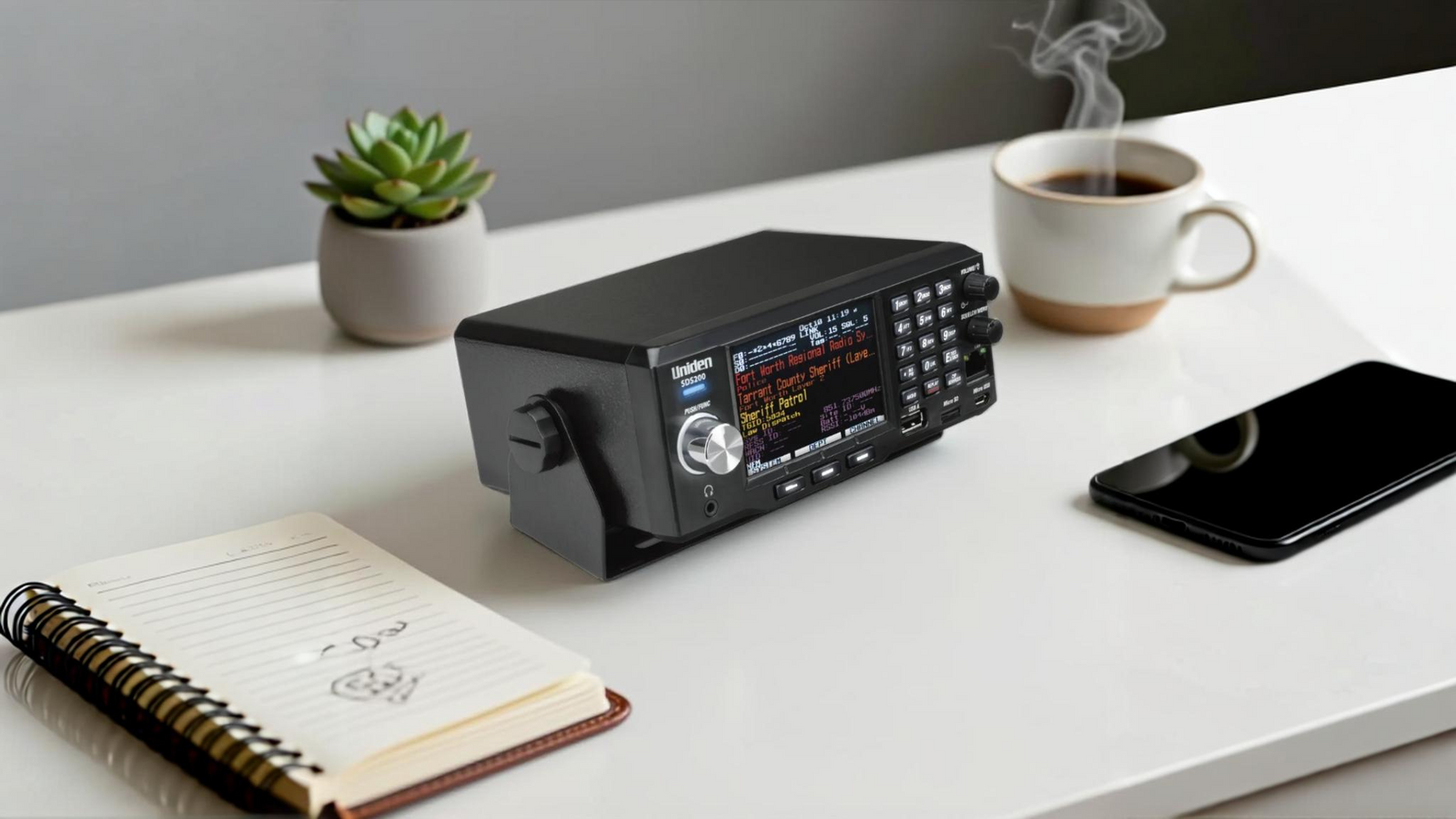 Uniden-SDS200-basis-scanner-op-een-bureau