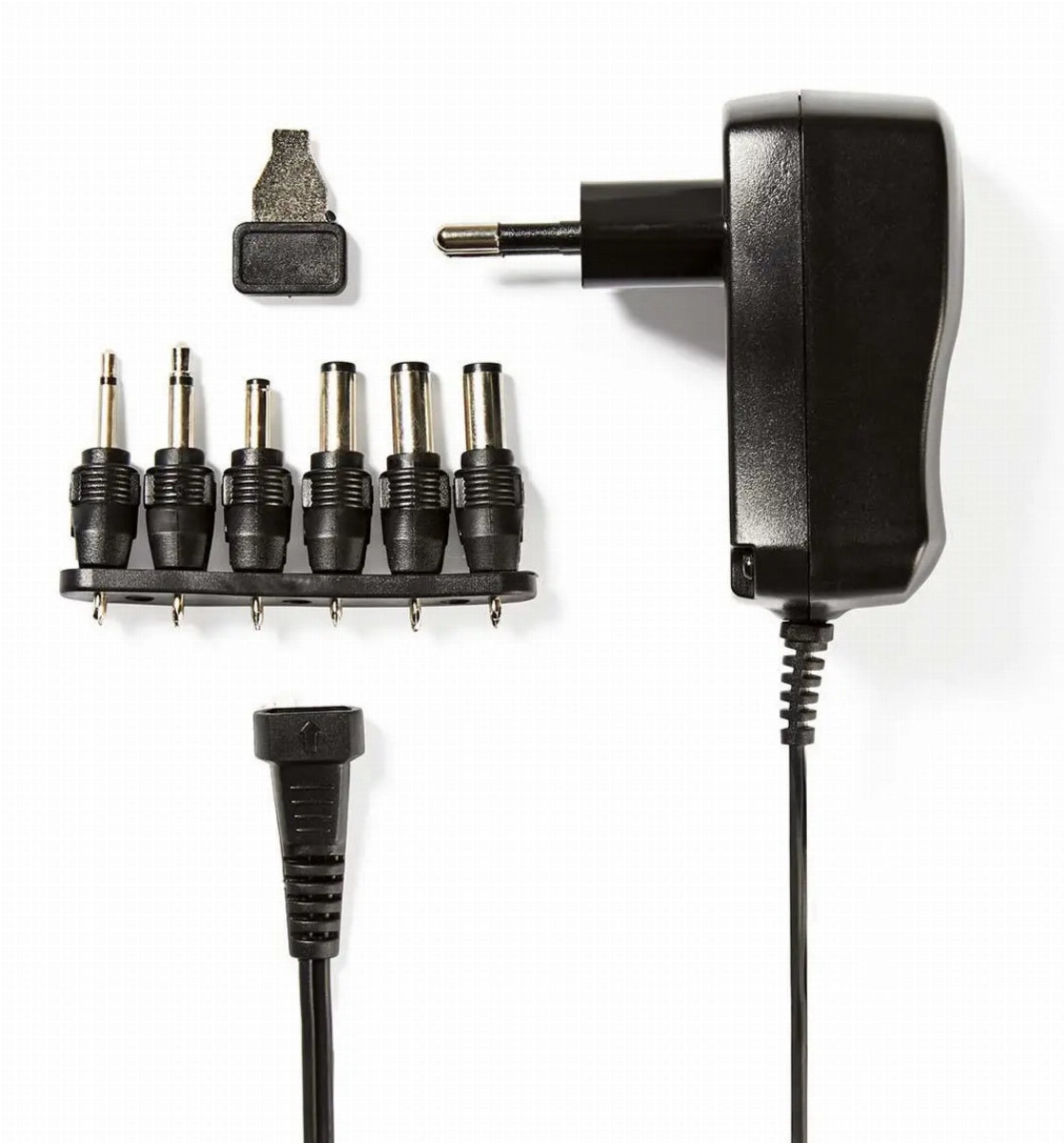 ACPA006 AC/DC-adapter met instelbare spanning van 3 tot 12 Volt en zes verwisselbare DC-aansluitingen
