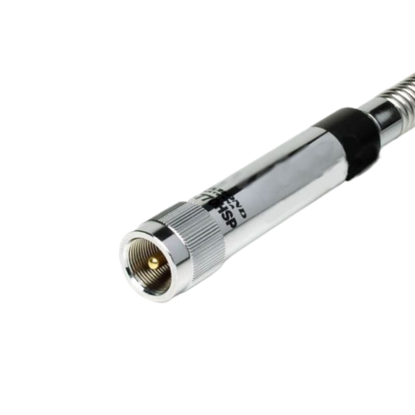 Close up van de UHF-Male (PL) aansluiting op de Diamond NR-770HSP mobiele uhf/vhf antenne