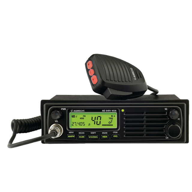 Albrecht AE-6491 VOX 27MC bak, 27MHz CB transceiver met groot helder display en multifunctionele microfoon
