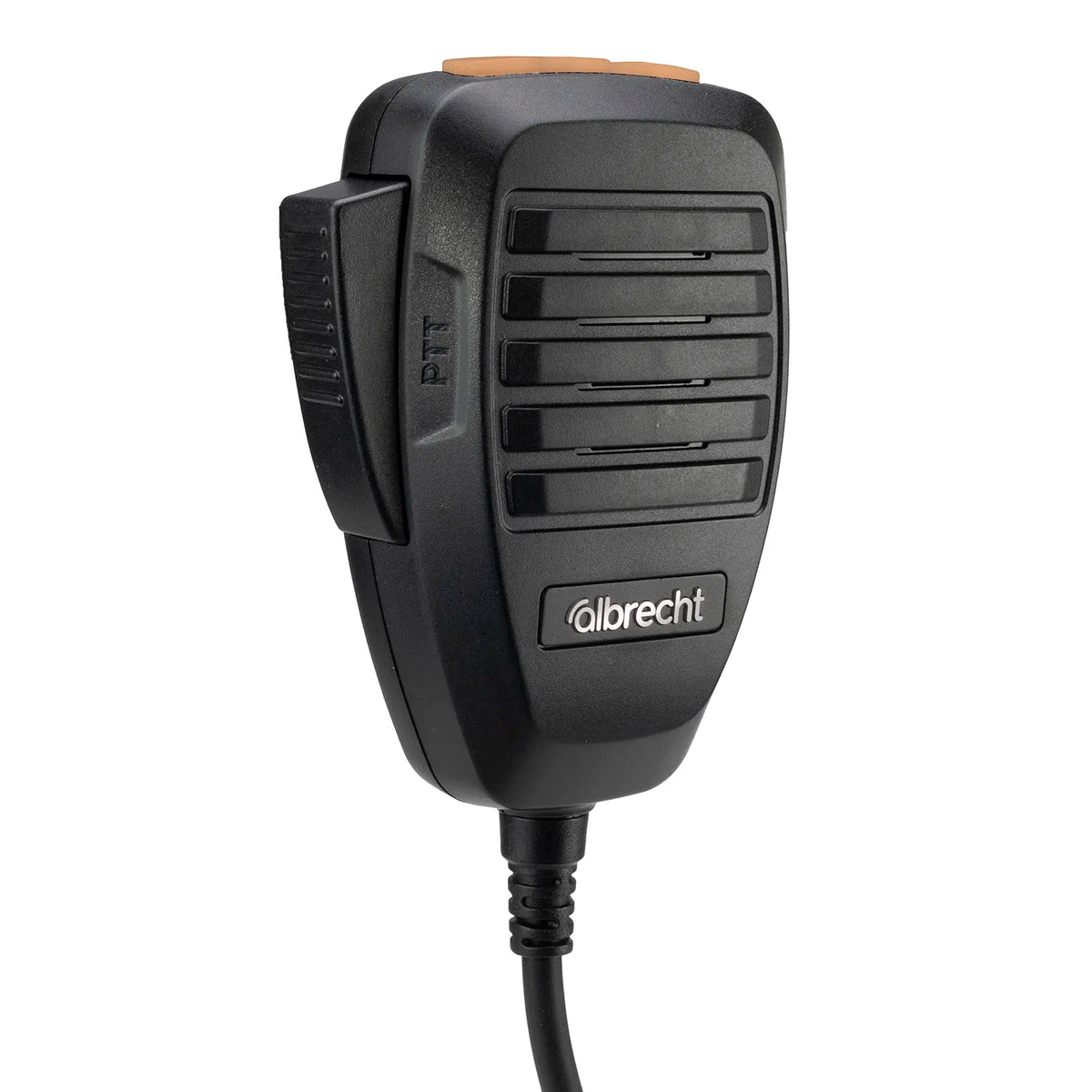 Zijkant van de Albrecht ACM100 handmicrofoon met 6-pins connector