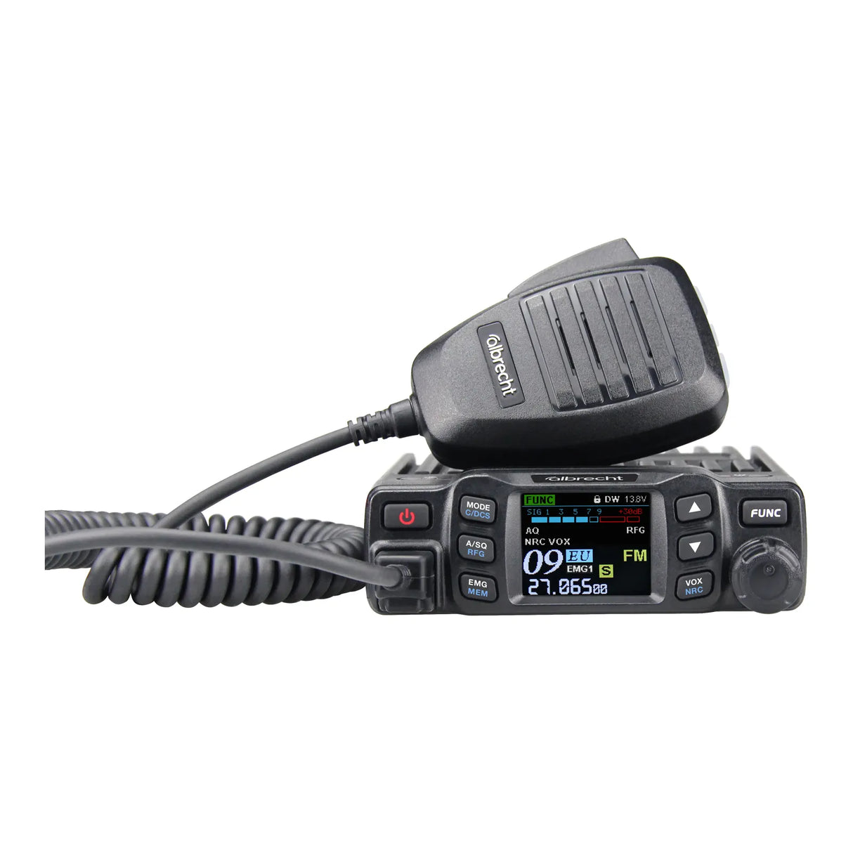 Albrecht AE5900 27MC transceiver met AM, FM en SSB. Voorzien van een programmeerbare microfoon met RJ45 aansluiting
