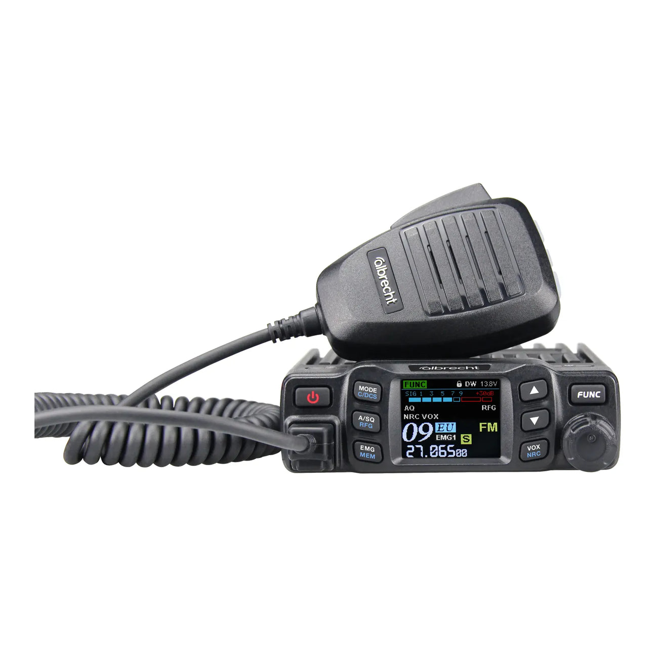 Albrecht AE5900 27MC transceiver met AM, FM en SSB. Voorzien van een programmeerbare microfoon met RJ45 aansluiting