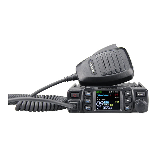 Albrecht AE5900 27MC transceiver met AM, FM en SSB. Voorzien van een programmeerbare microfoon met RJ45 aansluiting