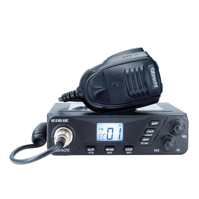 Albrecht AE 6199 ANC 27MC transceiver met geintergreerde NRC en ANC ruisfilters voor zowel 12V als 24V voedingsstroom