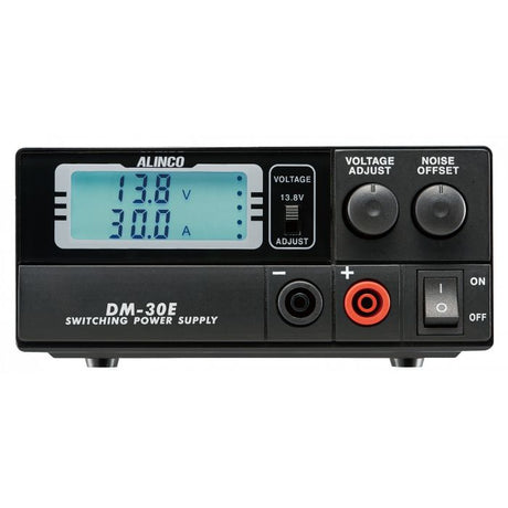 Voorzijde Alinco DM-30E digitale schakelende voeding met groot display en bedieningsknoppen