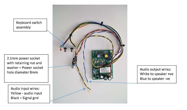 Bedrading van de BHI NEDSP1962-KBD  DSP noise cancelling module uitgelegd