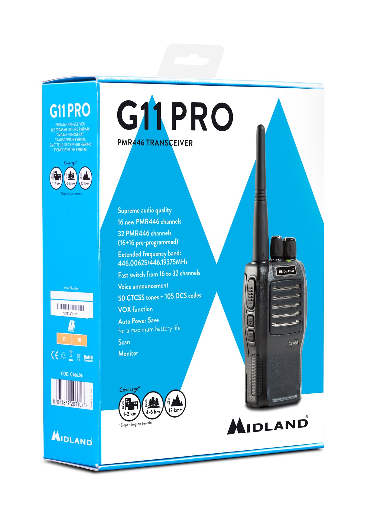 Midland G11 Pro C966.06 PMR446 portofoon in de originele verpakking
