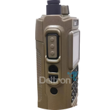 Close-up zijkant van de Vero VGC VR-N76 portofoon in de kleur desert, ook wel legergroen genoemd