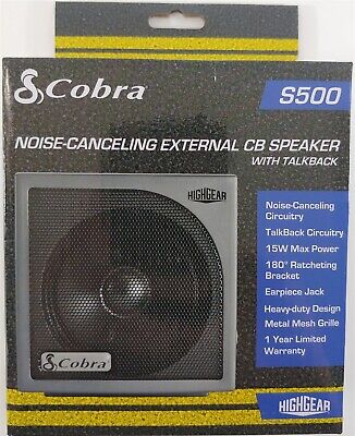 Verpakking van de Cobra HG-S500 externe luidspreker voor 27MC CB transceivers. Met noise cancelling en talkback functie