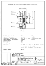 Datasheet van de SSB 7706TG N-Female connector voor Aircell-5 coaxkabel