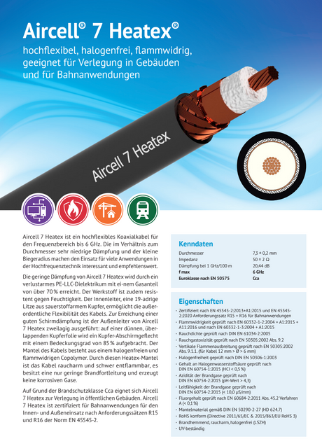 Datasheet Aircell-7 Heatex coaxkabel van het merk SSB