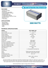 Datasheet van de Samlex PST-300S-12E omvormer 12V naar 3000W