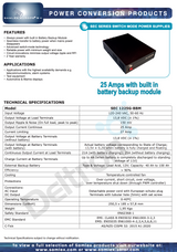 Datasheet van de Samlex SEC-1225G-BBM voeding met batterij backup
