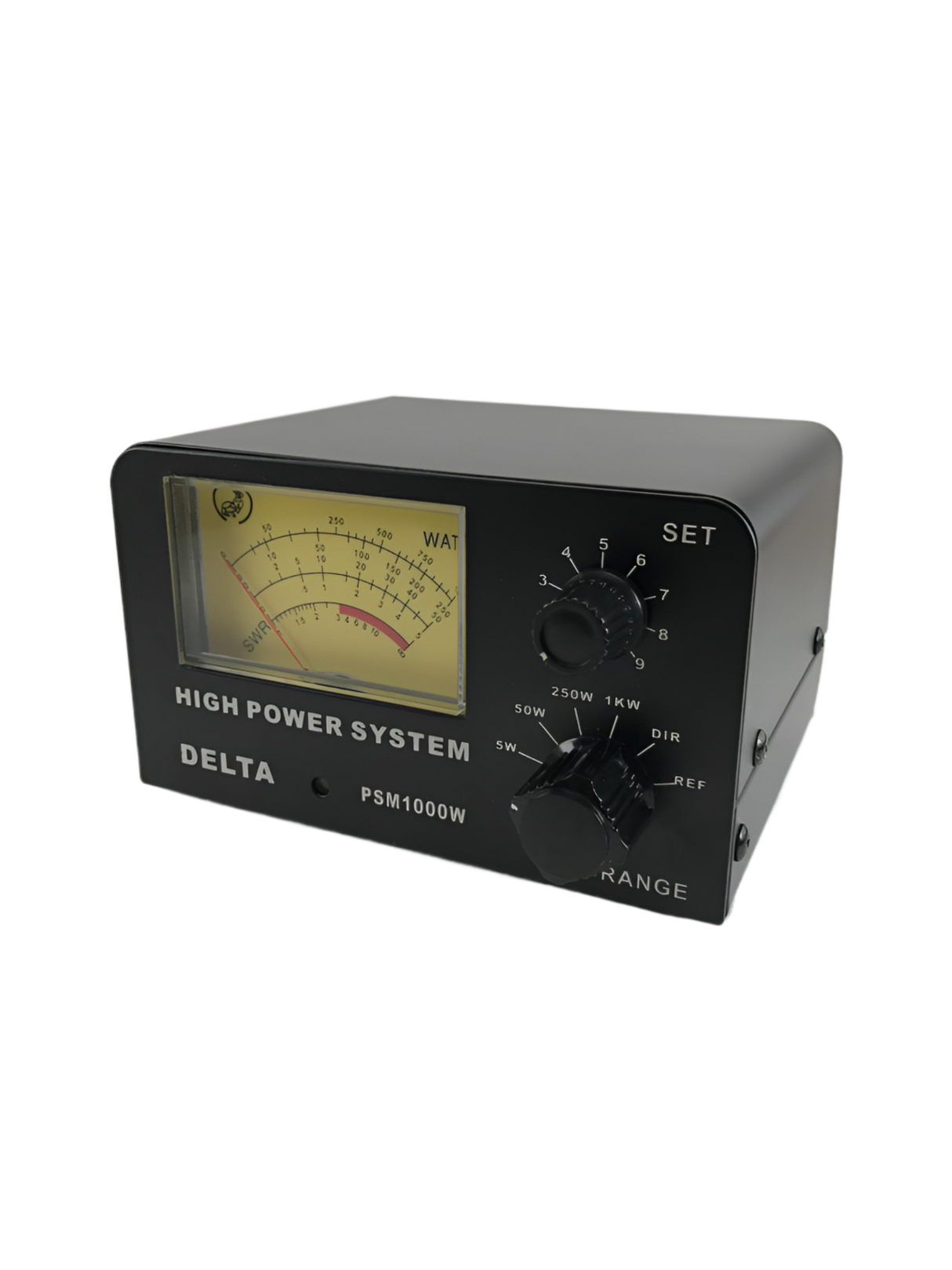 SWR en vermogen meter met grote knoppen en groot kruisnaald display dat is de Delta PSM-1000W